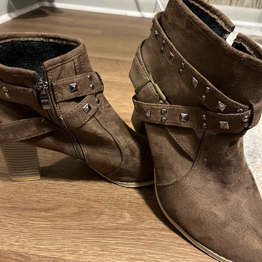 Brown Studded Ankle Boots